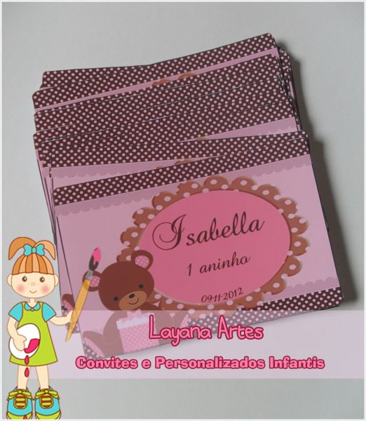 Rótulo para marmitinha - Ursinhas marrom e rosa